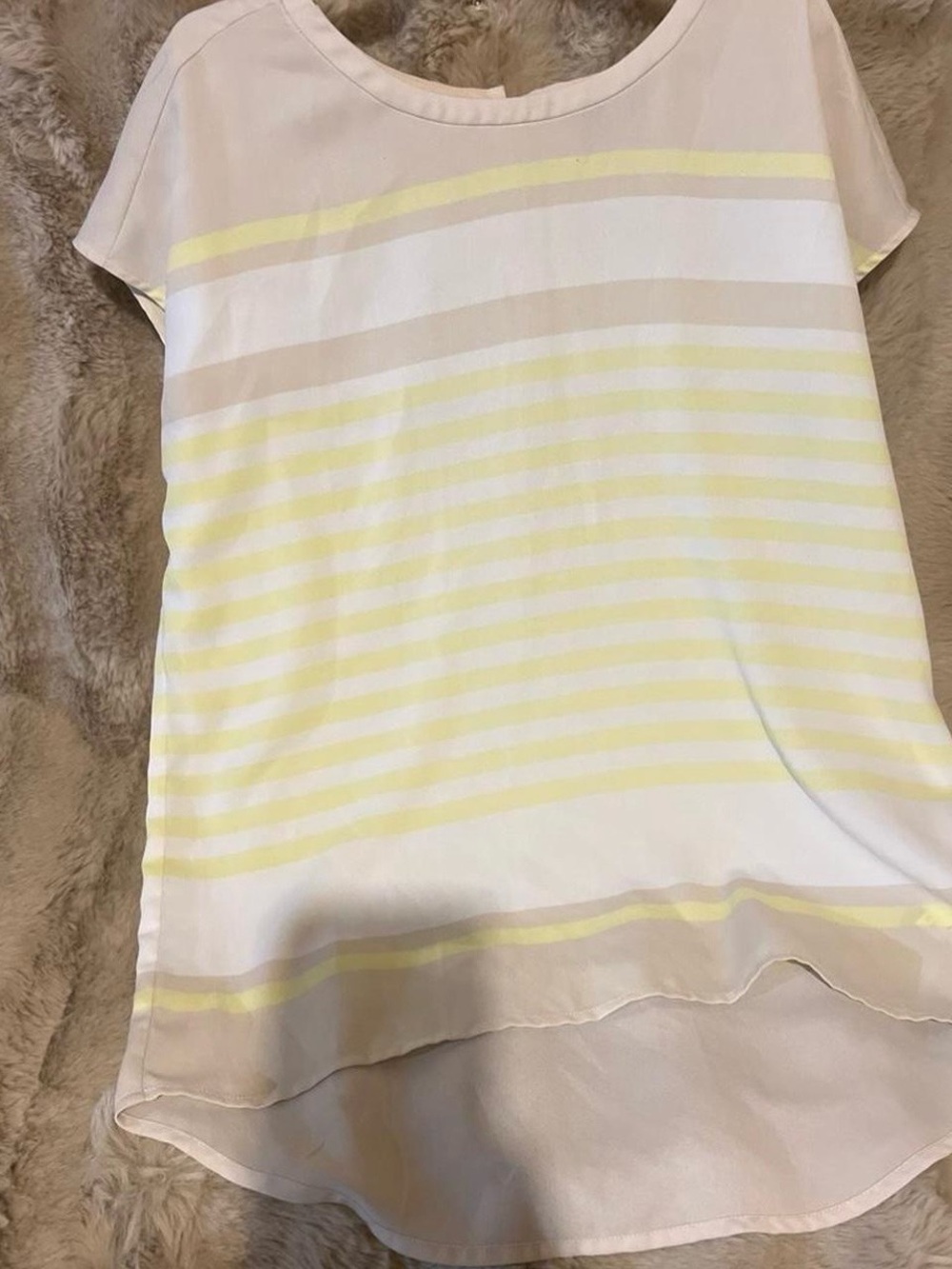 Tommy Hilfiger Cream and Pale Yellow Striped Short-Sleeve Blouse